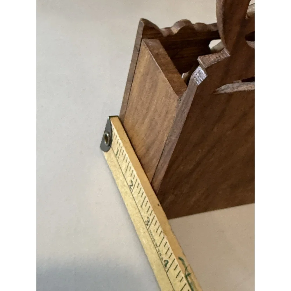 Vintage Carved Wood Wall Pocket Indian Tibetan Floral Key Box Mail‎ Holder